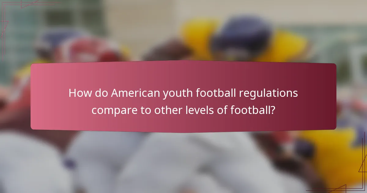 How do American youth football regulations compare to other levels of football?