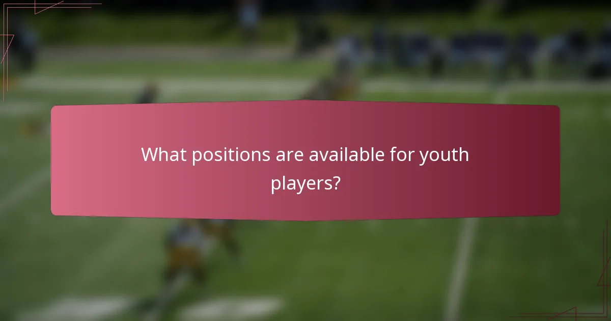 What positions are available for youth players?